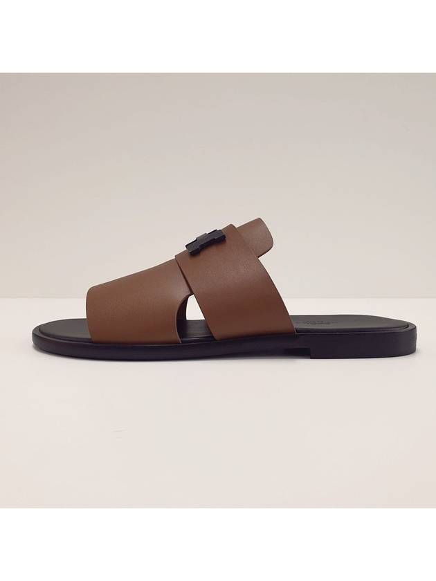 Arles H Logo Mule Slippers Brown - HERMES - BALAAN 7