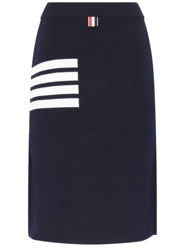 Women's Fine Merino Wool 4 Bar Stitch Pencil Skirt Navy - THOM BROWNE - BALAAN 3