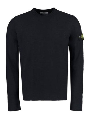 Wappen Patch Crew Neck Knit Top Black - STONE ISLAND - BALAAN 1