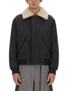 Shearling Collar Wool Zip-Up Jacket Heather Grey - AMI - BALAAN 7