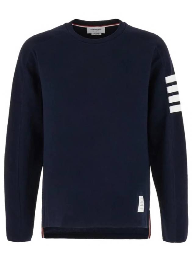 4-Bar Striped Cotton Long Sleeve T-Shirt Navy - THOM BROWNE - BALAAN 2