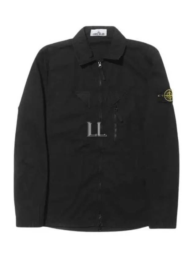 Wappen Patch Old Treatment Zip-Up Overshirt Black - STONE ISLAND - BALAAN 2