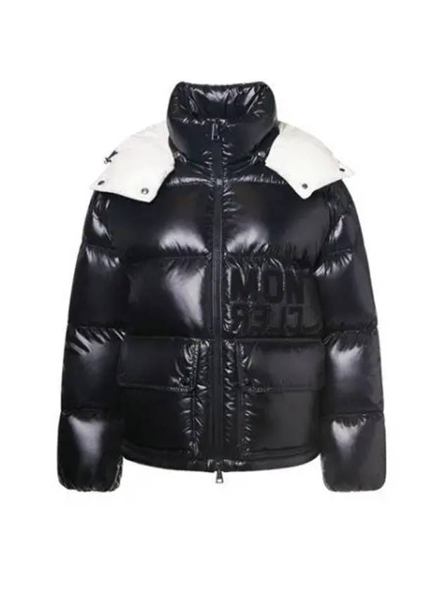 Logo patch hood short down black women's padding 197024 - MONCLER - BALAAN 1