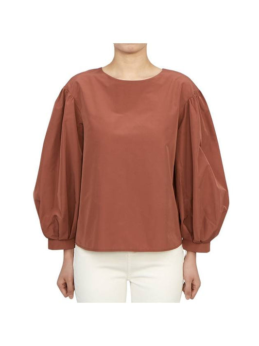 Zeus Back Button Puff Sleeve Blouse Red Brown - MAX MARA - BALAAN 1