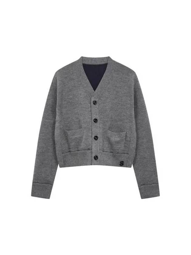 Women s Logo Cashmere Knit Cardigan Dark Gray - SACAI - BALAAN 1