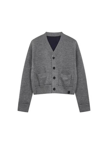 Women s Logo Cashmere Knit Cardigan Dark Gray - SACAI - BALAAN 1