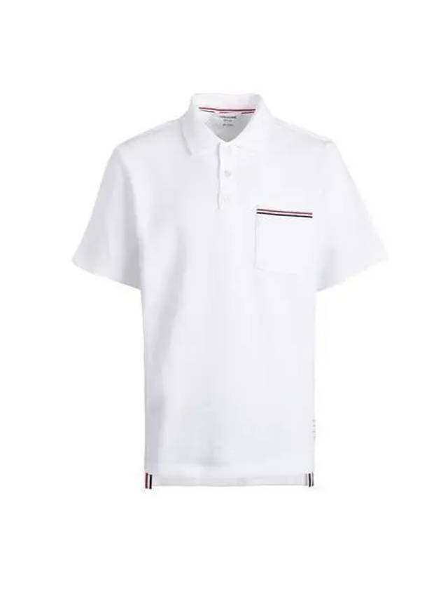 RWB Pocket Interlock Cotton Short Sleeve Polo Shirt White - THOM BROWNE - BALAAN 2