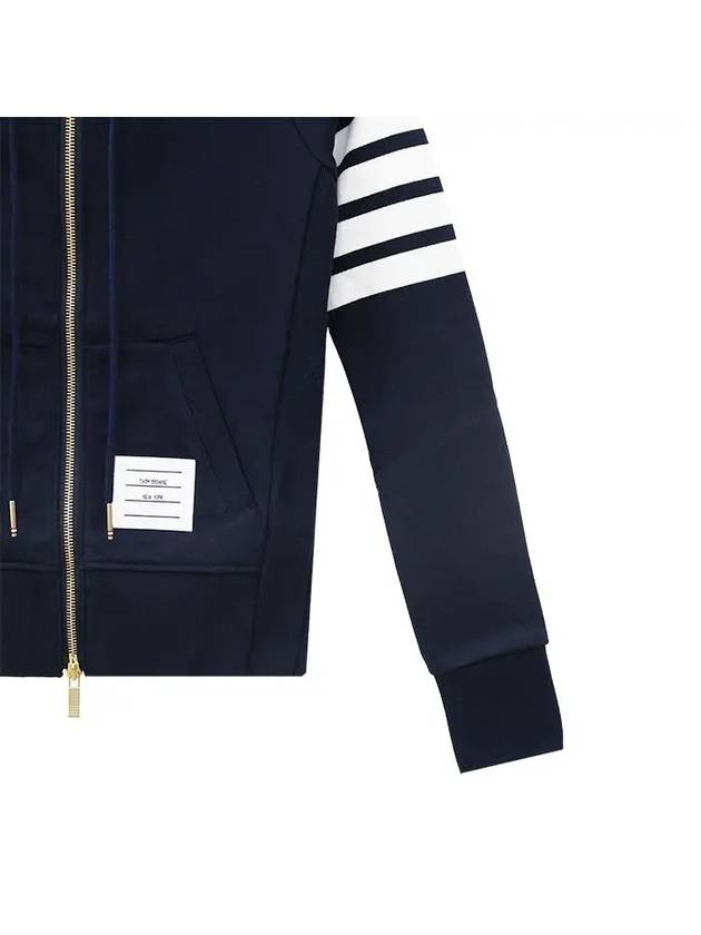 Engineered 4-Bar Stripe Loopback Jersey Knit Zip Up Hoodie Navy - THOM BROWNE - BALAAN 4