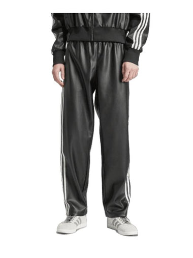 3 Stripes Firebird Faux Leather Straight Pants Black - ADIDAS - BALAAN 1