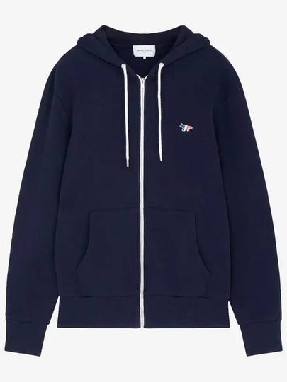 Tricolor Fox Patch Zip Up Hoodie Navy - MAISON KITSUNE - BALAAN 2