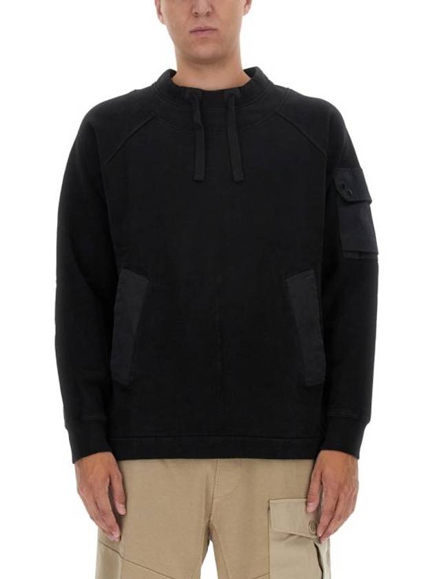 Felpa Girocollo Drawstring Crew Neck Cotton Sweatshirt Black - TEN C - BALAAN 2