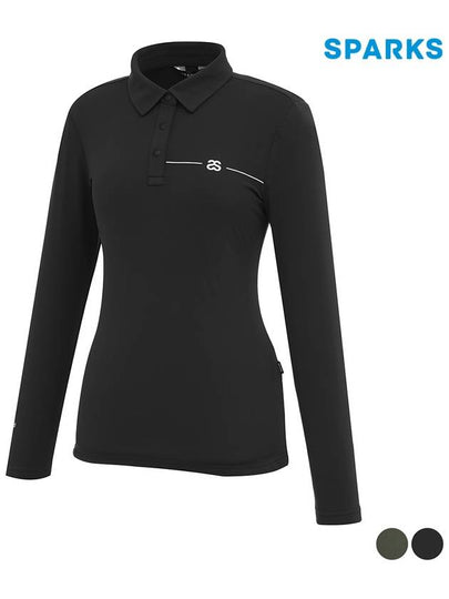 Women s Simple Basic Logo Long Sleeve Collar T Shirt SO3LTS006 - SPARKS - BALAAN 2