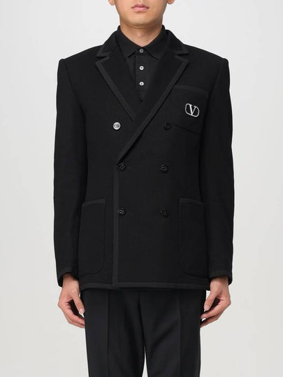 Garavani V logo double breasted jacket black - VALENTINO - BALAAN 2