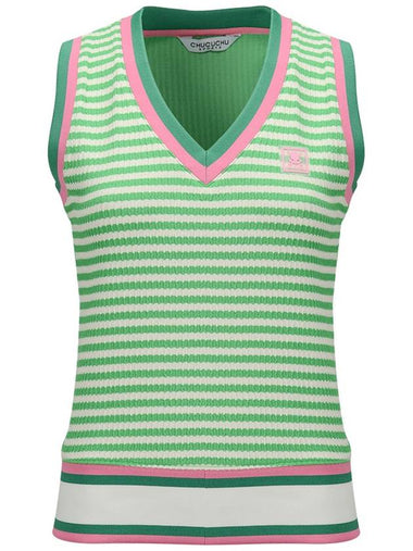 C23SVT005W Striped Vest Green - CHUCUCHU - BALAAN 1