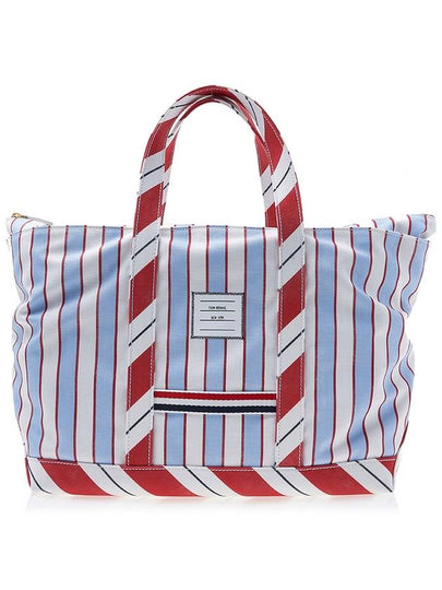 Logo Patch Stripe Tool Medium Tote Bag Light Blue - THOM BROWNE - BALAAN 2