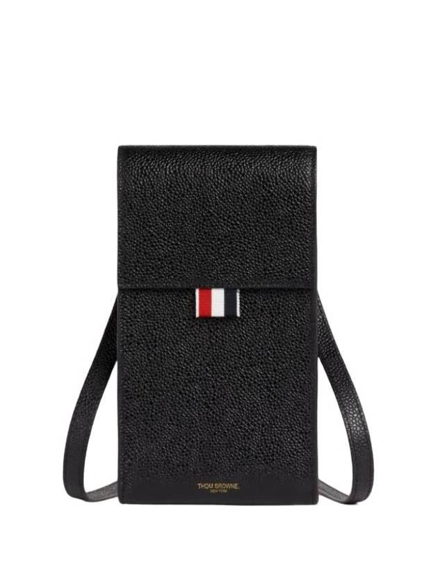 Three Stripes Strap Leather Phone Case Black - THOM BROWNE - BALAAN 2