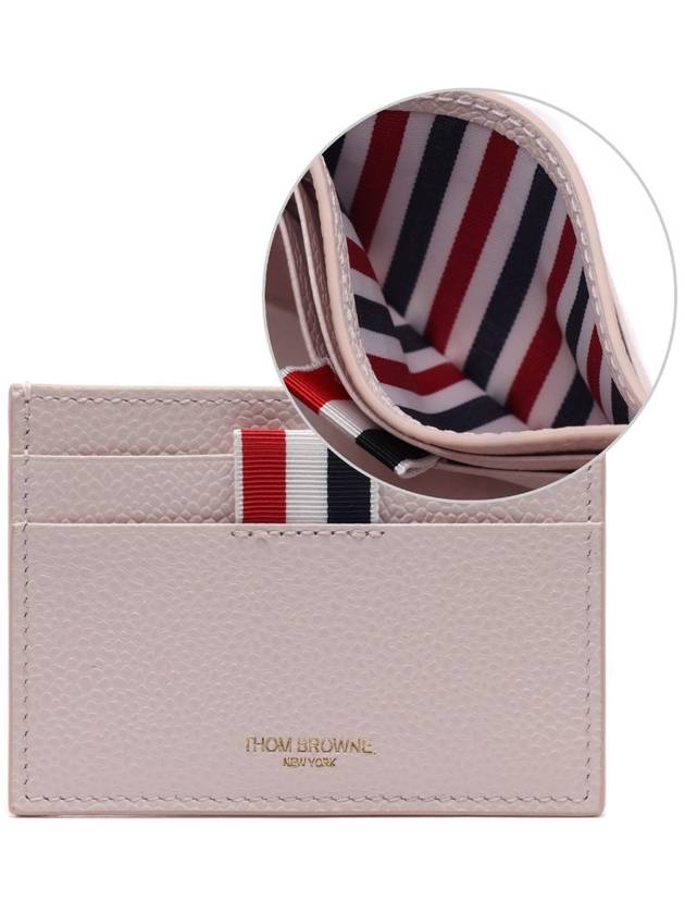 Stripe Note Compartment Pebble Grain Leather Card Wallet Pink - THOM BROWNE - BALAAN 2