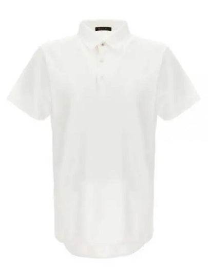 Men's Cotton Short Sleeve Polo Shirt White - LORO PIANA - BALAAN 2