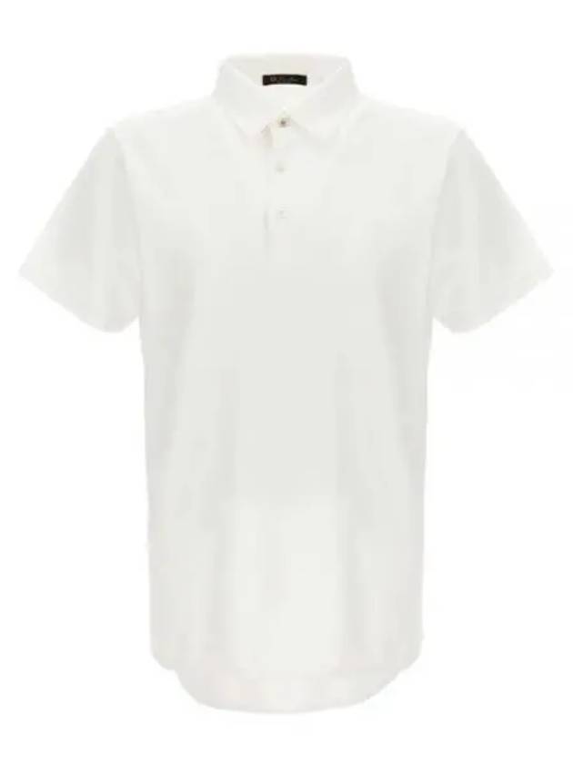 Men's Cotton Short Sleeve Polo Shirt White - LORO PIANA - BALAAN 2