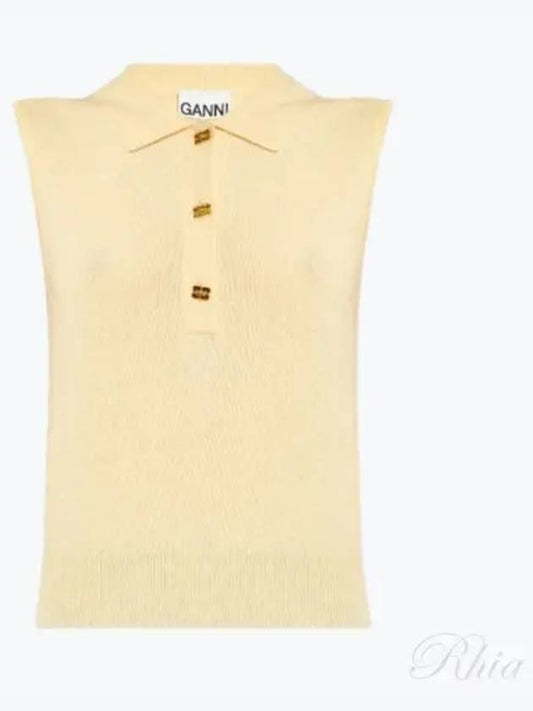 Cashmere Mix Sleeveless Vest Knit Top Ivory - GANNI - BALAAN 2