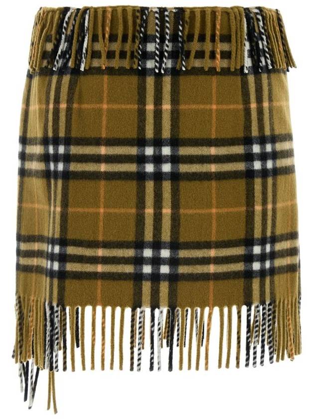 Check Wool Cashmere A-Line Skirt Oxide - BURBERRY - BALAAN 3