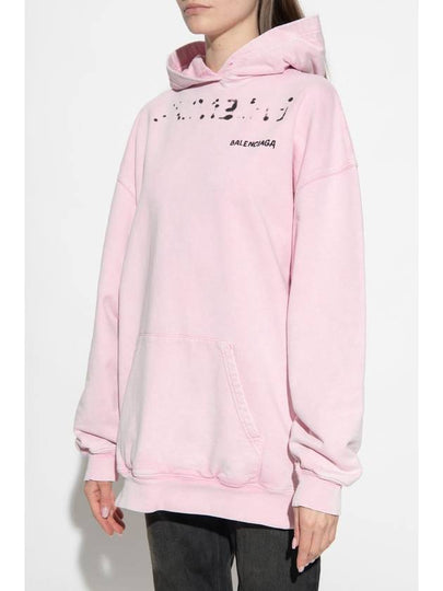 Logo Oversized Cotton Hoodie Pink - BALENCIAGA - BALAAN 2