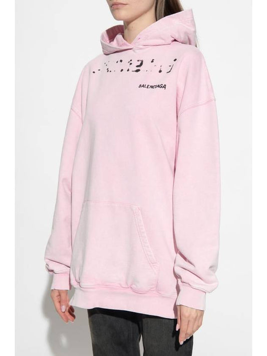 Logo Oversized Cotton Hoodie Pink - BALENCIAGA - BALAAN 2