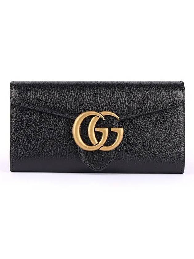 GG Logo Marmont Flap Long Wallet Black - GUCCI - BALAAN 2