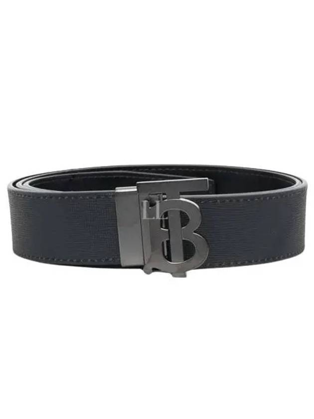 Men's Check Reversible Leather Belt Charcoal Graphite - BURBERRY - BALAAN 2