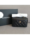 Gold Ball Vanity Bag Rectangular Cosmetic Case Chain Lamb Skin Black Plated AP2303 - CHANEL - BALAAN 1