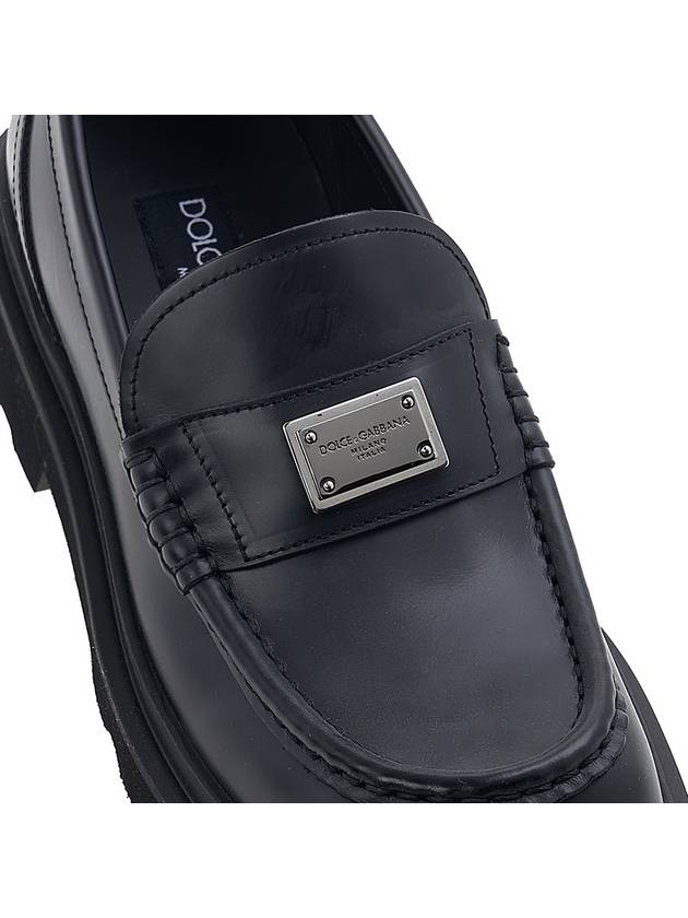 Metal Logo Tag Leather Loafers Black - DOLCE&GABBANA - BALAAN 9