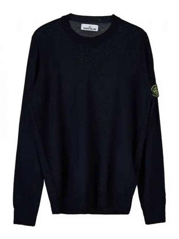 Crew Neck Knit Top Navy - STONE ISLAND - BALAAN 2