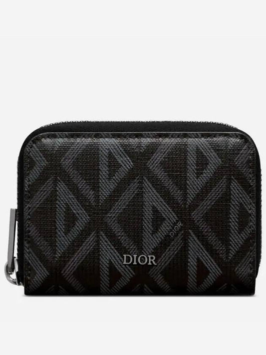 CD Diamond Canvas Zipper Card Wallet Black - DIOR - BALAAN 2