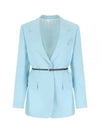 Belted Wool Blazer Jacket Light Blue - BOTTEGA VENETA - BALAAN 2