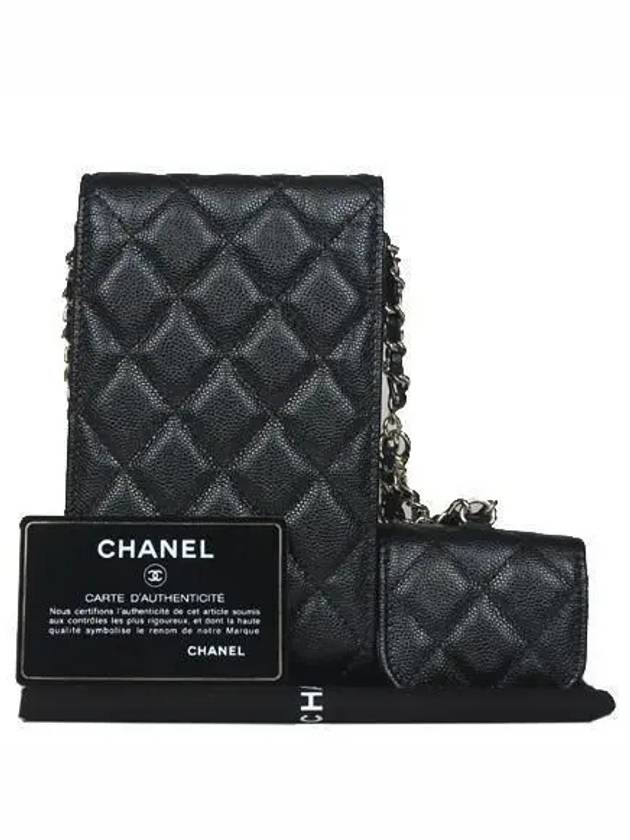 AP2033 Black Caviar Phone Holder Mini Cross Bag - CHANEL - BALAAN 3