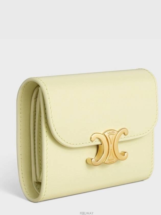 Shiny Triomphe Small Calfskin Half Wallet Light Yellow - CELINE - BALAAN 3