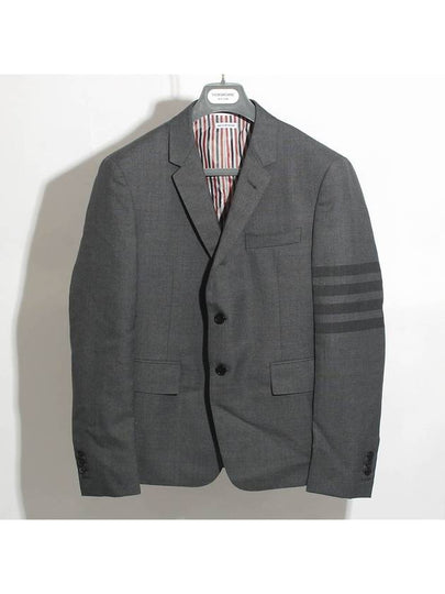 Twill School Uniform 4 Bar Slim Fit Jacket Medium Grey - THOM BROWNE - BALAAN 2