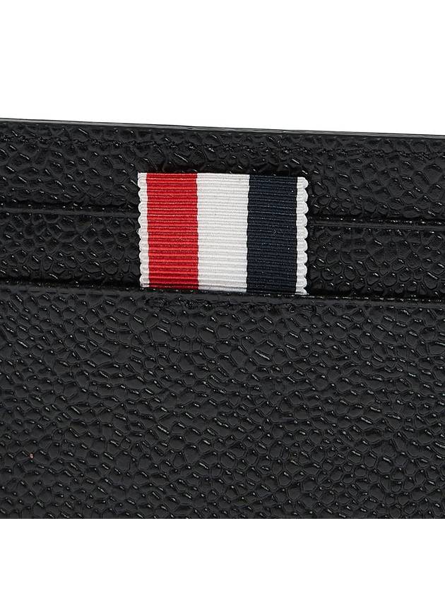 Stripe Note Compartment Pebble Grain Leather Card Wallet Black - THOM BROWNE - BALAAN 8