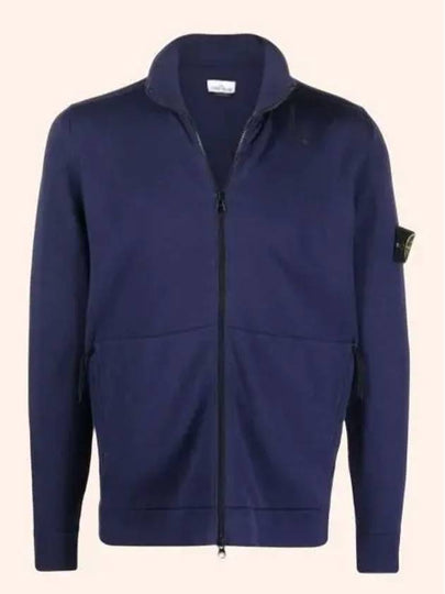 Logo Pacth Stretch Cotton Zip-up Cardigan Royal Blue - STONE ISLAND - BALAAN 2