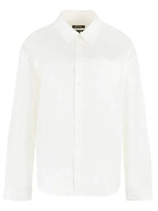 Embroidered Logo Boyfriend Cotton Shirt White - A.P.C. - BALAAN.