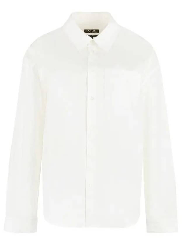 Embroidered Logo Boyfriend Cotton Shirt White - A.P.C. - BALAAN 3