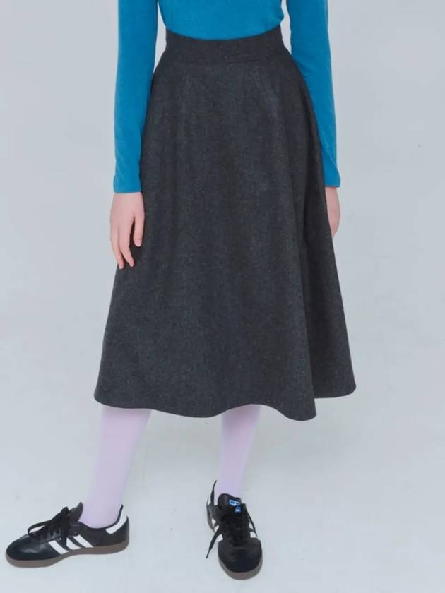 A line volume long skirt wool gray 0124 - VOYONN - BALAAN 6