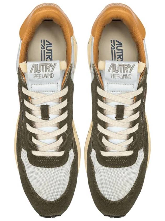 Autry Reelwind Low Sneakers In Green Craquele Leather And Reflective Nylon - AUTRY - BALAAN 3