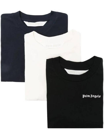 Classic Logo Embroidered T-Shirt 3 Pack Set PWAA044S24JER0038484 - PALM ANGELS - BALAAN 1