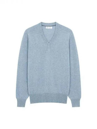 10 epoint Men s Easy Cashmere V Neck Knit Light Blue 271778 - BRUNELLO CUCINELLI - BALAAN 1