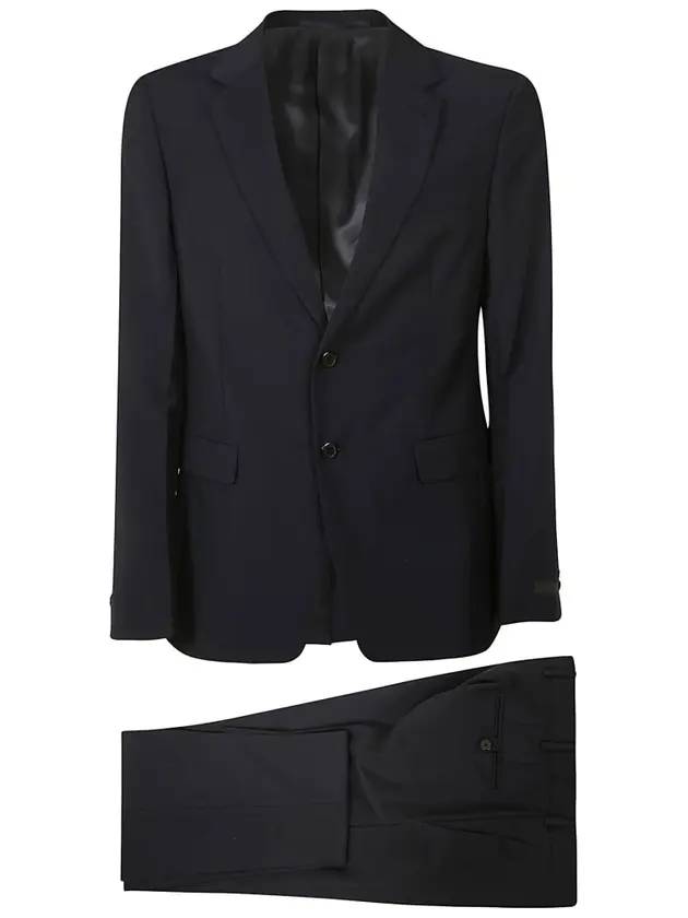 Wool Mohair Single Breasted Suit Navy - PRADA - BALAAN 1