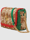 Marmont Flower Small Raffia Shoulder Bag - GUCCI - BALAAN 3