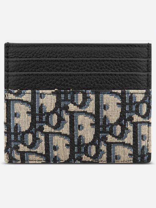 Oblique Jacquard Grained Leather Card Wallet Black - DIOR - BALAAN 3