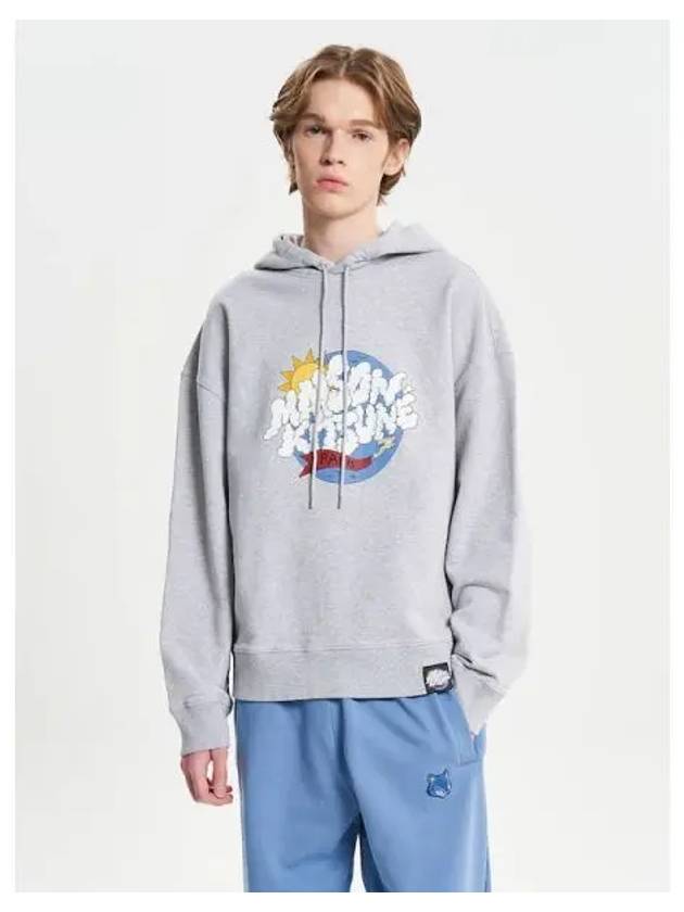 Men s Cloudbuster Print Oversized Boxy Fit Hooded Sweatshirt Hoody Light Melange Nage Domestic Product - MAISON KITSUNE - BALAAN 1