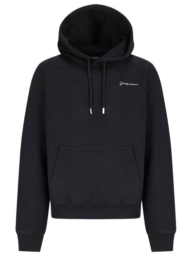 Le Brode Embroidered Logo Cotton Hoodie Black - JACQUEMUS - BALAAN 2